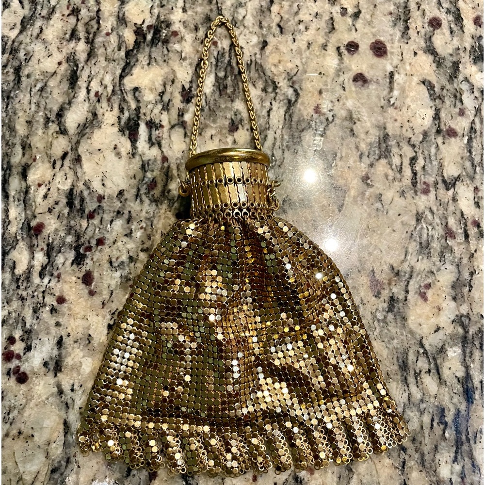 Gold metal wrist bag clutch